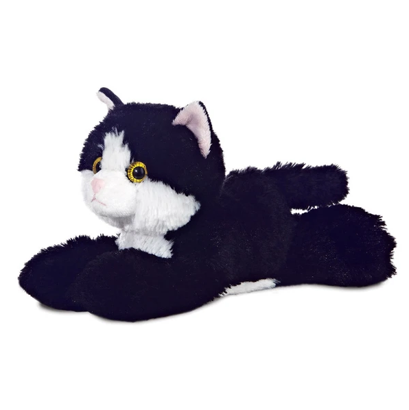  peluche chat noir blanc 20 cm 